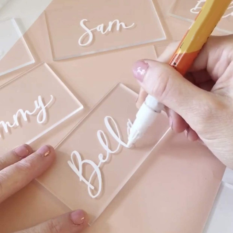 Bộ 50 Thẻ Bằng Acrylic Trơn Hình Chữ Nhật Màu Trong Suốt Dùng Trang Trí Đám Cưới