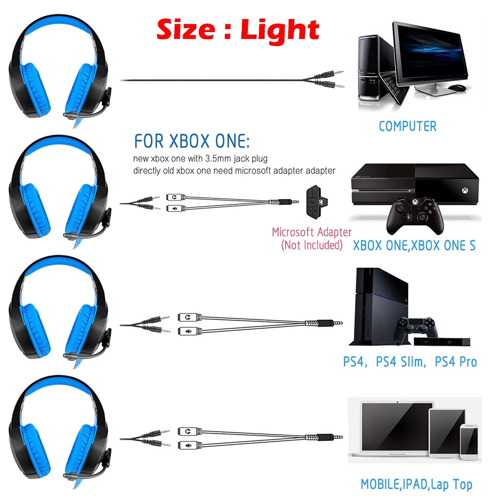 Tai Nghe Chụp Tai Onikuma K1 Jack 3.5mm Âm Thanh Hifi Có Đèn Led Cho Pc Ps4 Xbox