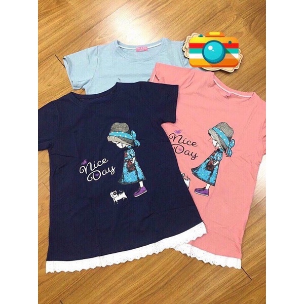 Áo Bầu cotton Hình cô gái☘️Hàng loại 1☘️100% coton thấm hút mồ hôi☘️siêu xinh,ảnh thật trải sàn ☘️freesize 43-68kg