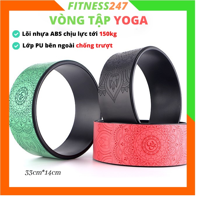 Vòng tập Yoga cao cấp chống trơn trượt 100% khung nhựa ABS 33cm in hoa văn Madala Fitness247