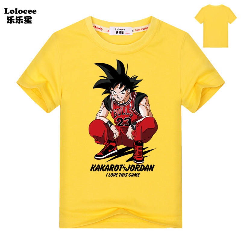 Áo thun in họa tiết hoạt hình Dragon Ball Goku dễ thương cho bé trai
