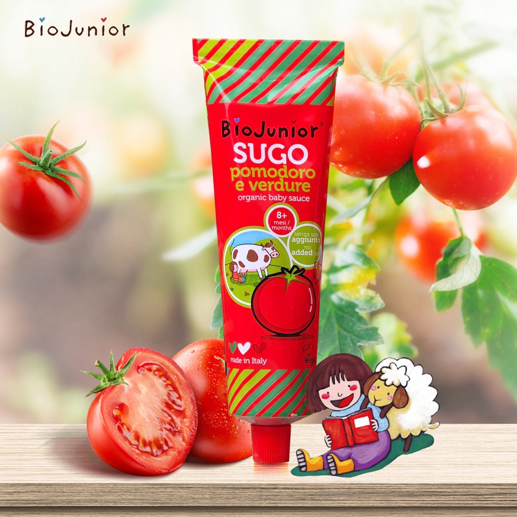 Sốt cà chua ăn dặm hữu cơ cho bé (từ 8 tháng) 150g Bio Junior Organic Tomato Baby Sauce