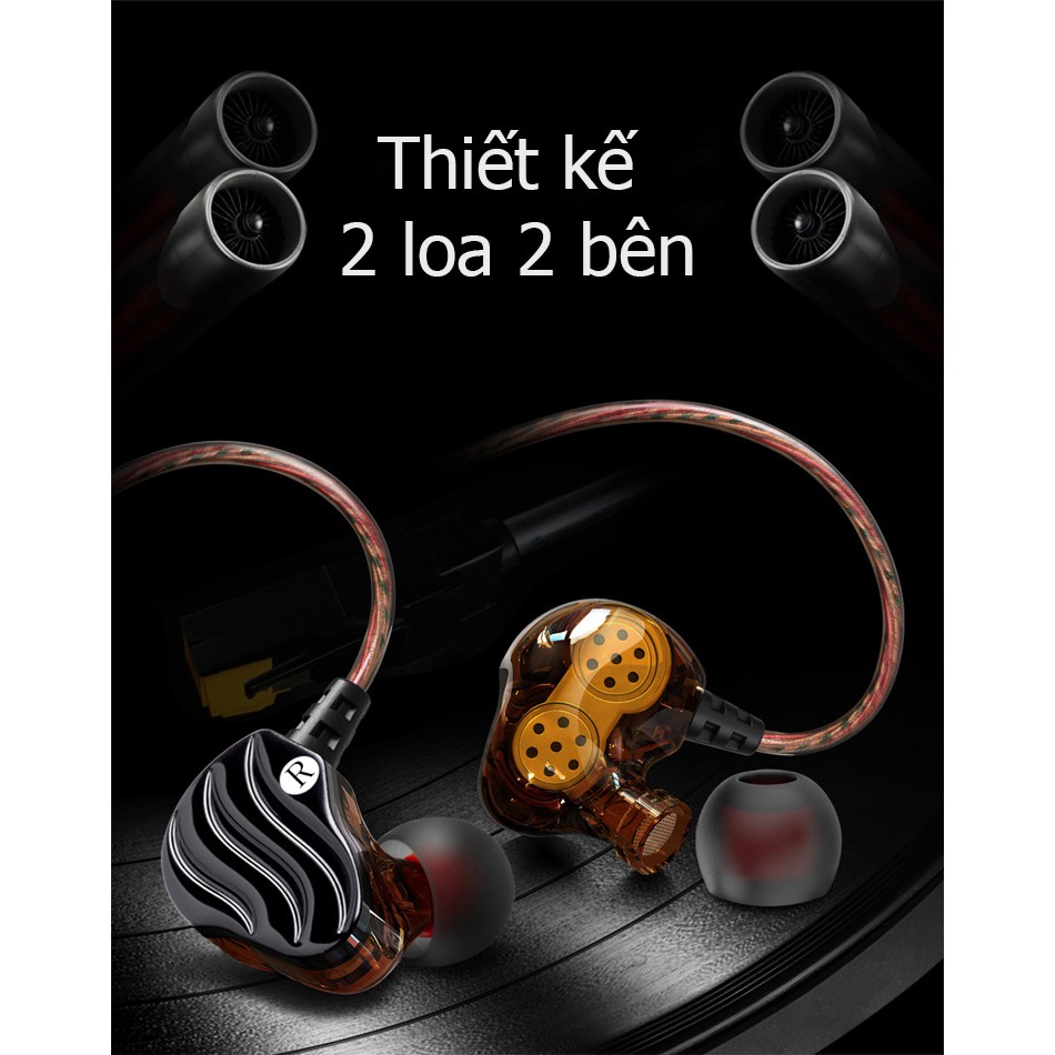 Tai nghe sport Earphone 4 loa (thật) siêu bass M1