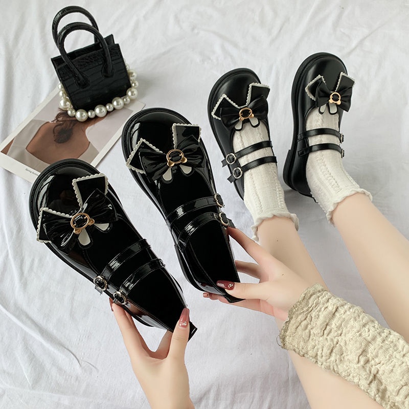 Giày Búp Bê Da Đế Bằng Phong Cách Lolita Nhật Bản 2022 Thời Trang Cho Nữ