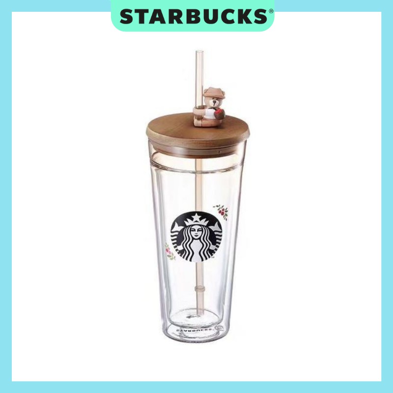 Ly thủy tinh STARBUCKS 2 lớp trong suốt Korea Autumn chính hãng Dung tích 590ml