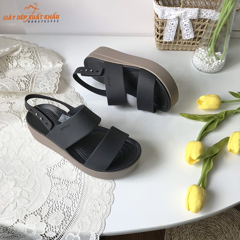 Sandal Cross Nữ Brooklyn Low Wedge Cao 5 cm Màu Đen