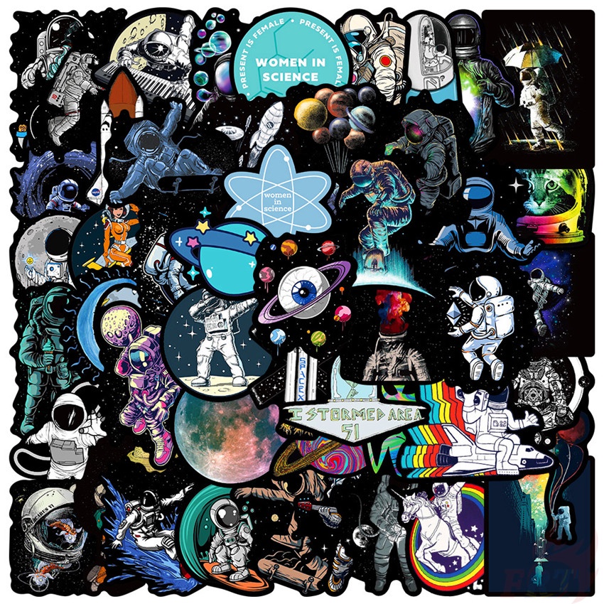 100Pcs/Set ❉ Classical Black Color . Outer Space Series A Stickers ❉ Waterproof DIY Fashion Doodle Decals Stickers