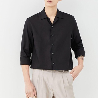 Áo sơ mi nam nữ dài tay cổ Vest UNISEX trơn 3 màu đen trắng be sữa chất đẹp hàng Quảng Châu | BigBuy360 - bigbuy360.vn