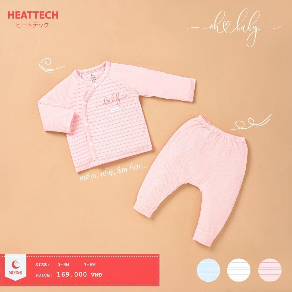 Bộ sơ sinh cài lệch kẻ Moon chất tăm tre