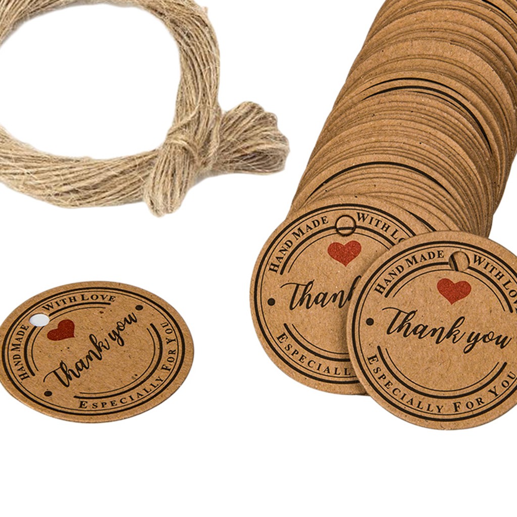 Set 61 100 Thẻ Đánh Dấu Trang Trí Quà Tặng In Chữ Thank You DIY