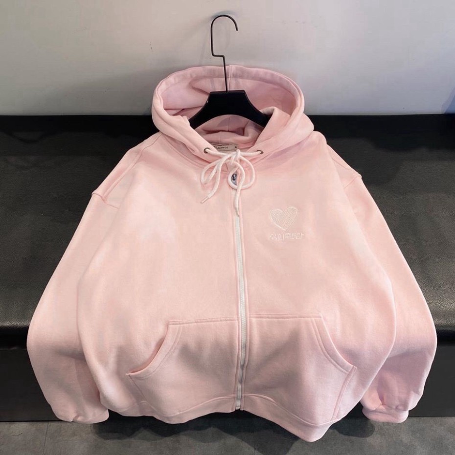 Áo Hoodie Unisex, Áo Khoác Nam Nữ Màu Trơn Họa Tiết Trái Tim (có ảnh thật) Freesize 40kg - 55kg | BigBuy360 - bigbuy360.vn
