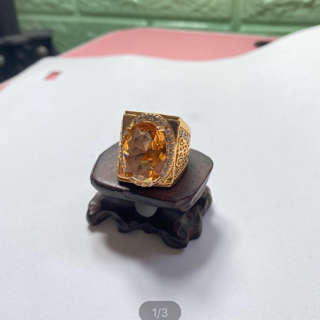 Thời Trang Nhẫn Nam Đính Đá Mạ Vàng Phong Cách Vintage