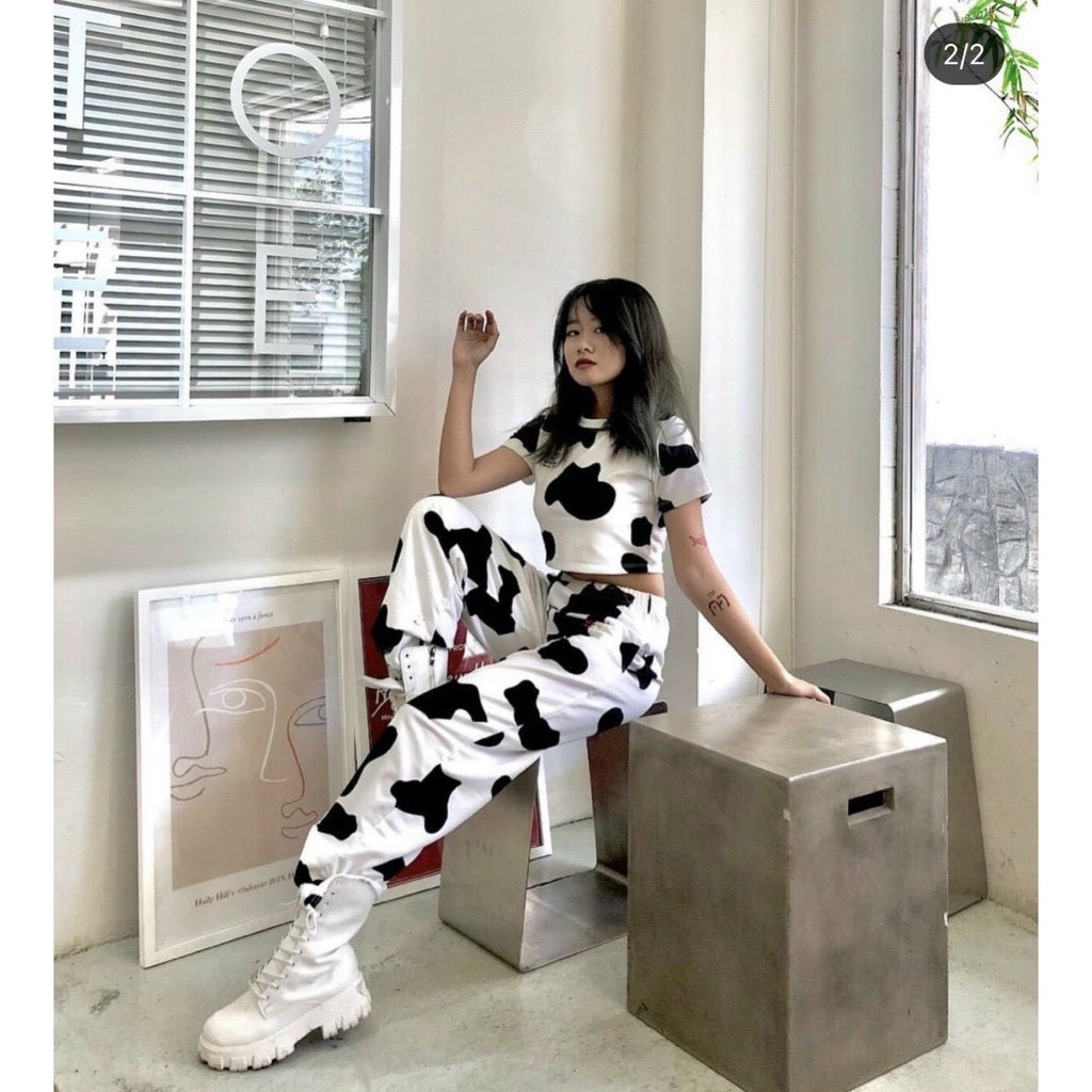 Áo croptop bò sữa, áo thun tay ngắn croptop bò sữa, áo kiểu nữ mang đi học đi chơi freesize dưới 55kg