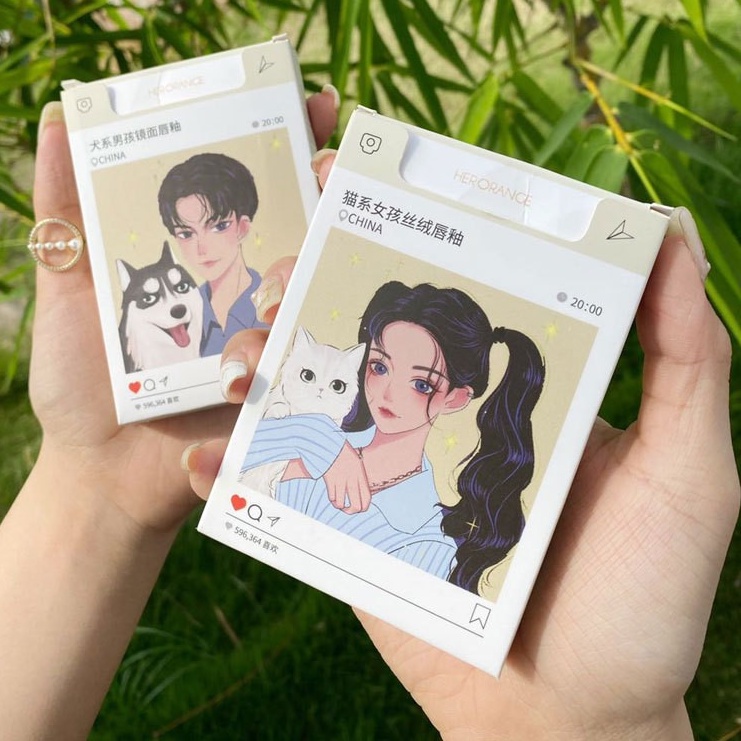 ✨✨Set 5 son môi Herorange mềm mịn như nhung thiết kế hình hộp thuốc in họa tiết hoạt hình độc đáo
