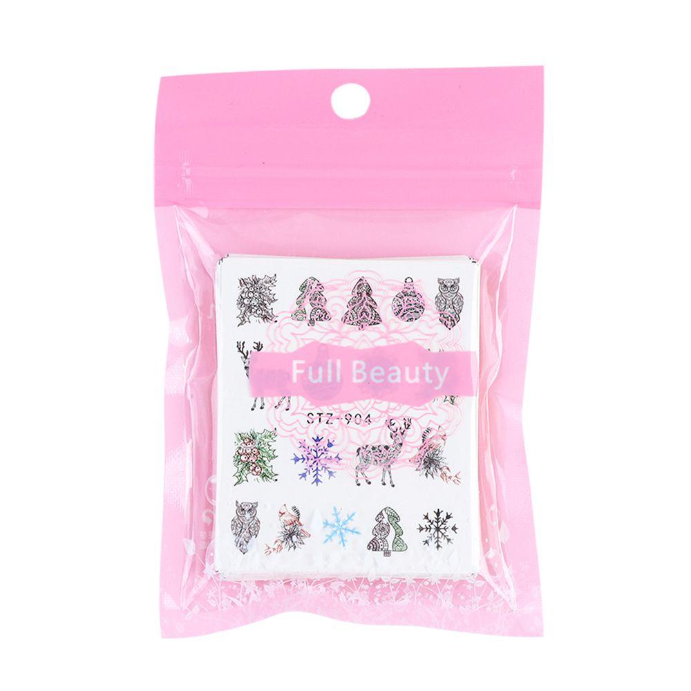 XIANTIN Set 12 Hình Dán Móng Tay 3D Chủ Đề Giáng Sinh Màu Trắng Đen