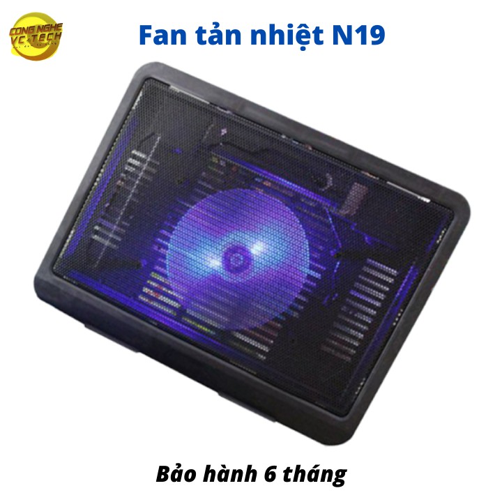 Đế Tản Nhiệt Laptop Cooling N19 - Một Fan lớn hỗ trợ Laptop 14inch