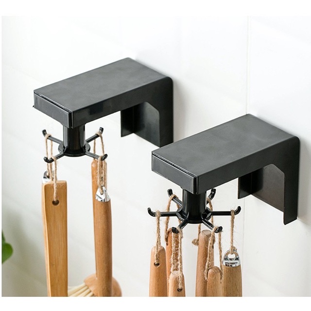 Giá Treo Đồ 6 Chấu Đa Năng Xoay 360 Độ Nhà Bếp, Nhà Tắm Dán Tường Tiện Lợi