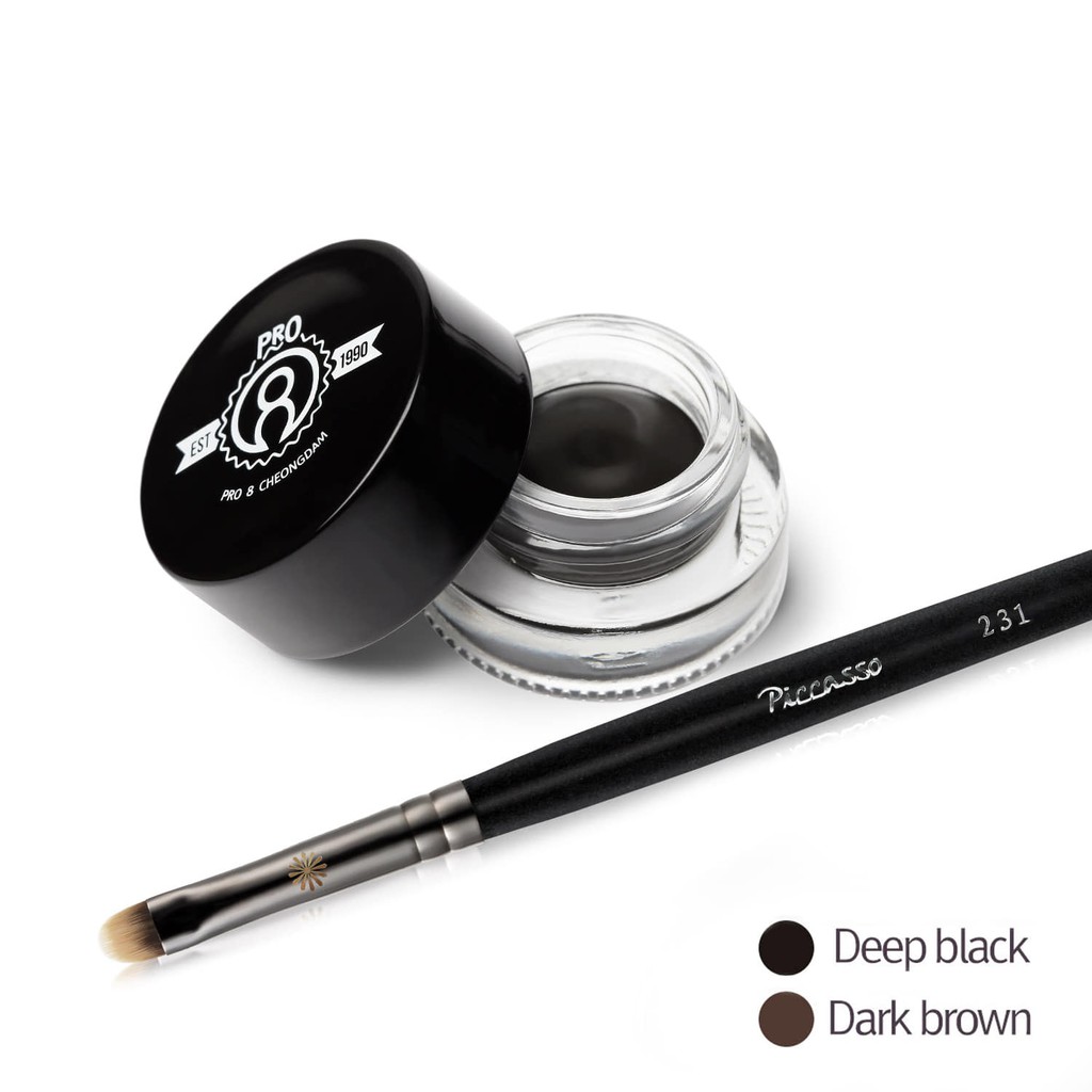 Kẻ mắt PICCASSO PRO 8 CHEONGDAM Stay On Gel Eye Liner 3.7g + Cọ trang điểm 231 Eyeliner