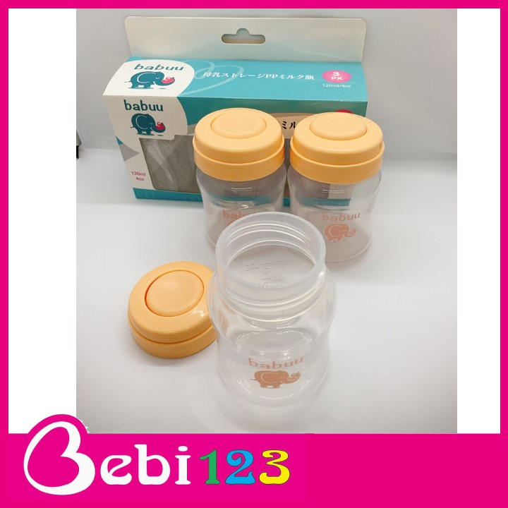 Bộ 3 bình đựng trữ sữa Baby Babuu Nhật Bản 120ml cho mẹ và bé