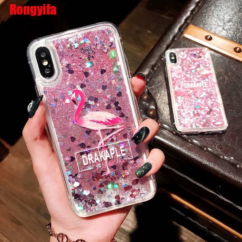 Ốp điện thoại silicon in nhiều họa tiết tùy chọn phối nước kim tuyến chảy cho Samsung Galaxy S10+ S9+ S8+ Lite Plus