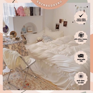 Set Bộ Vỏ Chăn Ga Cotton TC viền bèo - Chọn Mẫu Nhăn Lại Cho Shop( Viền Bèo Dài 2 Bên Gối )