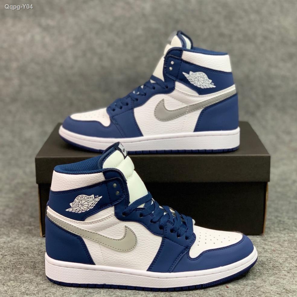 Giày air jordan hyper royal xanh nỉ, Giày Jodan 1 xanh nỉ cổ cao siêu hot 2021 Full Box Bill -Lyly