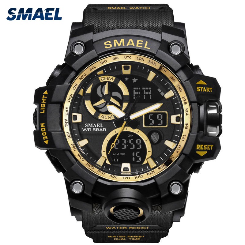 Đồng hồ nam SMAEL 1545C dáng thể thao thời trang, cá tính, có chống nước màu Đen