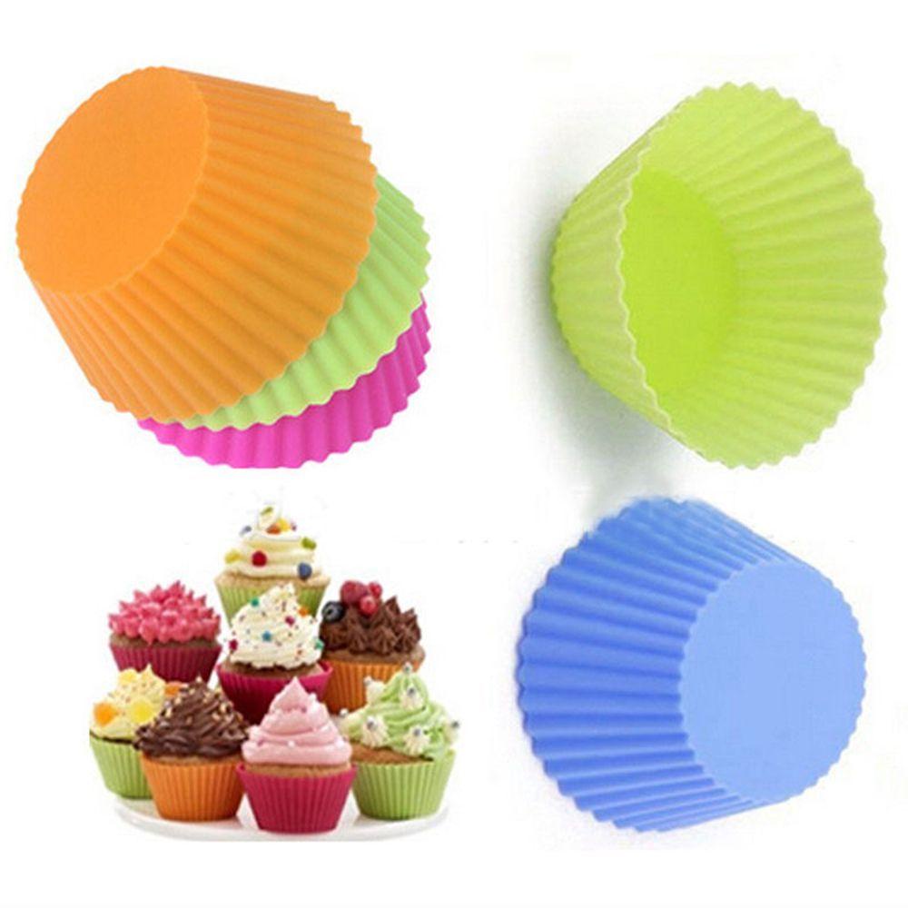 AUGUSTINA Set 6 Khuôn Làm Bánh Cupcake Nhiều Màu Sắc Ốp