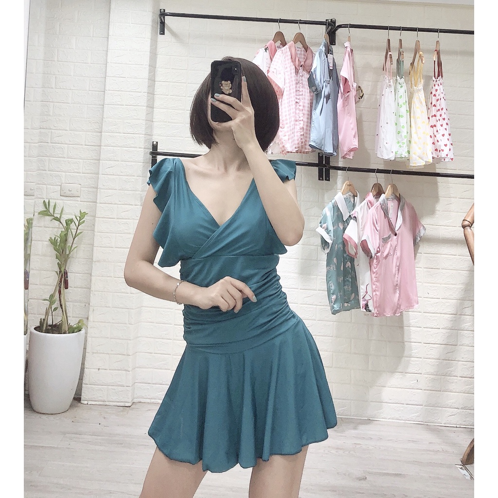 Bikini liền đen bèo cánh tiên váy xòe cá siêu đẹp nữ tính kín đáo