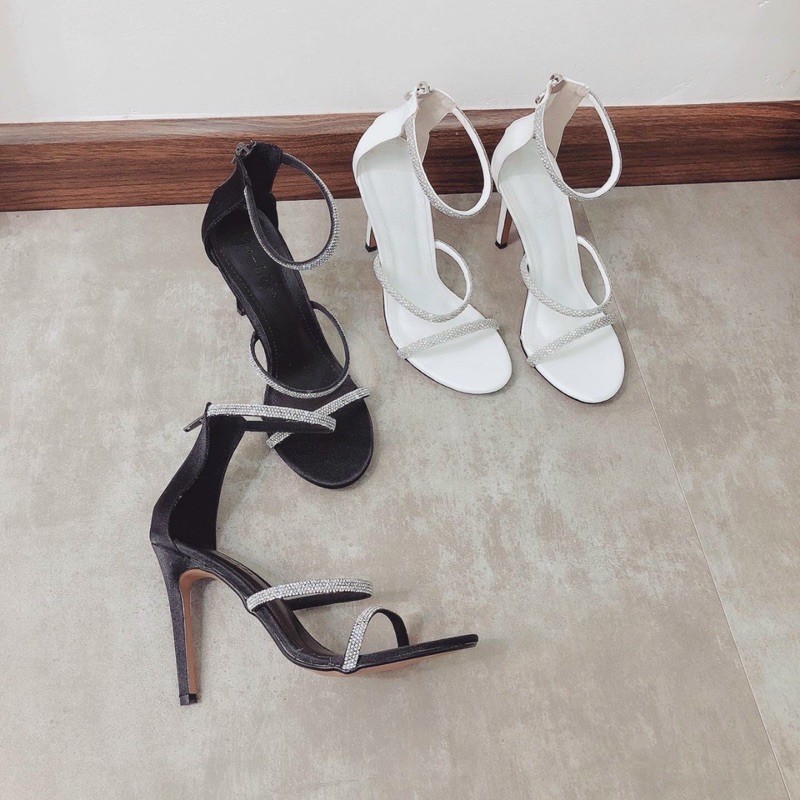 SANDAL GÓT ĐŨA PHỐI QUAI NGANG ĐÍNH ĐÁ