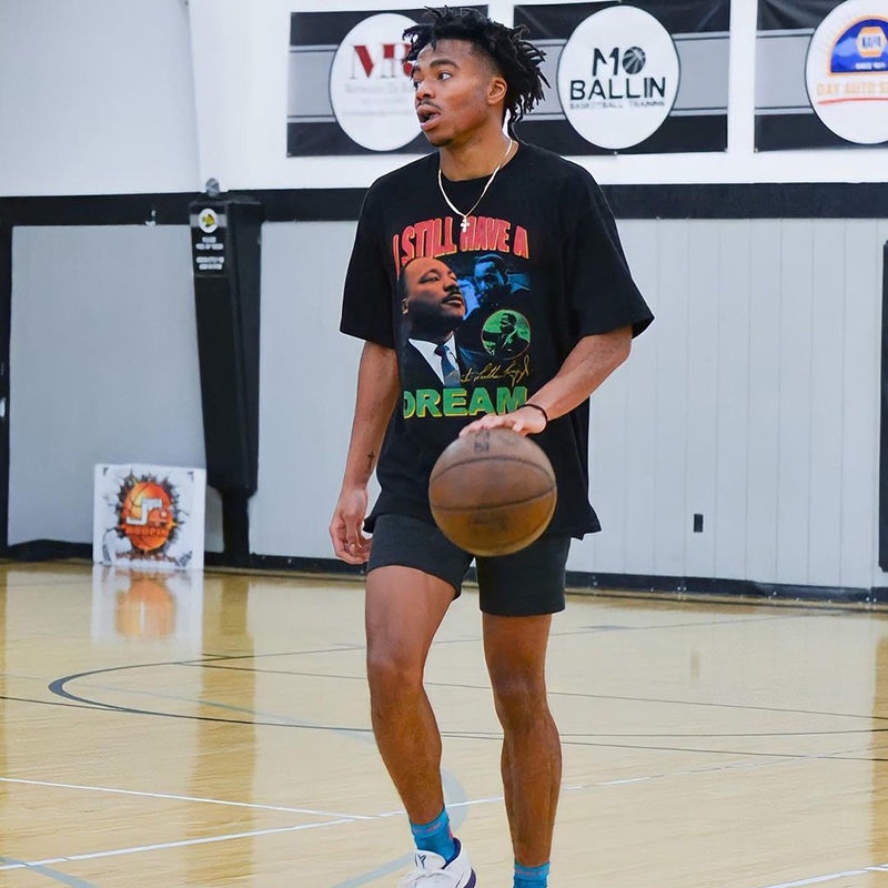 Áo Thun Cotton Tay Ngắn Cổ Tròn Dáng Rộng Phong Cách Bóng Rổ Mỹ Cá Tính