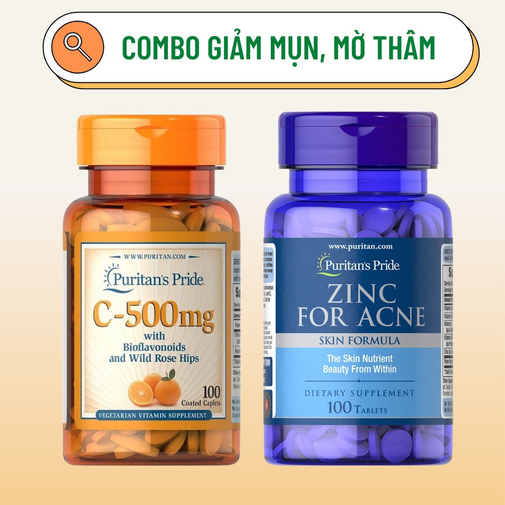 Viên uống Vitamin C 500mg sáng da Puritan tăng sức đề kháng, chống lão hóa, mờ thâm nám