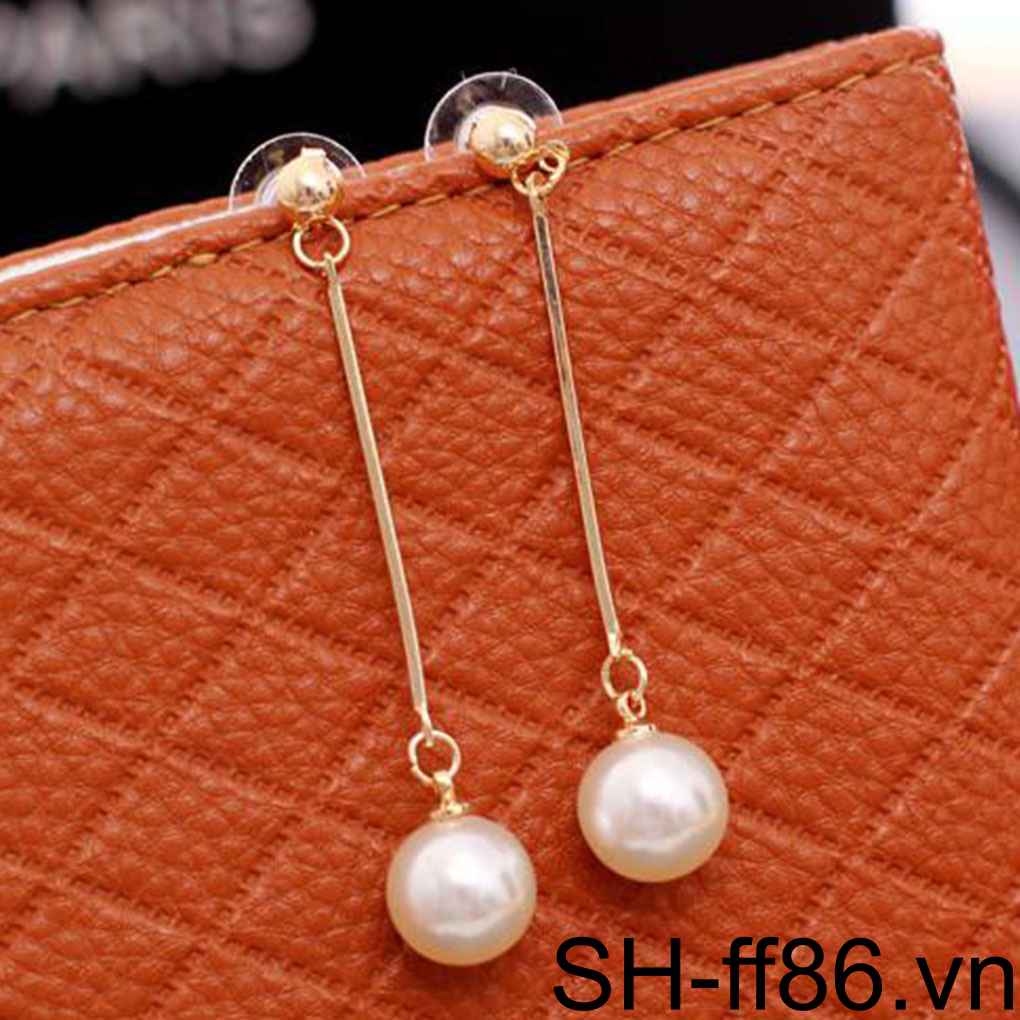 Bông Tai ff86 Dáng Dài Đính Ngọc Trai Dễ Thương Xinh Xắn Dành Cho Nữ