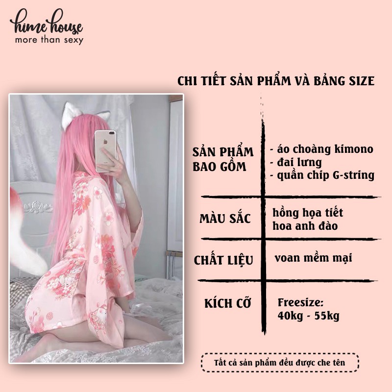 Đồ ngủ sexy kimono hoa anh đào gợi cảm + quần chip quyến rũ