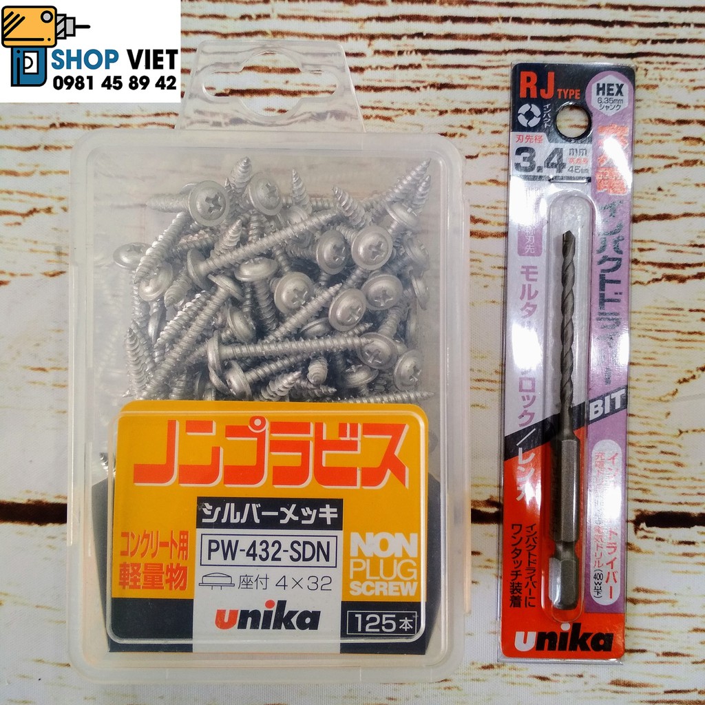 SV Combo mũi khoan và vít không cần nở Unika dùng trực tiếp với tường, bê tông