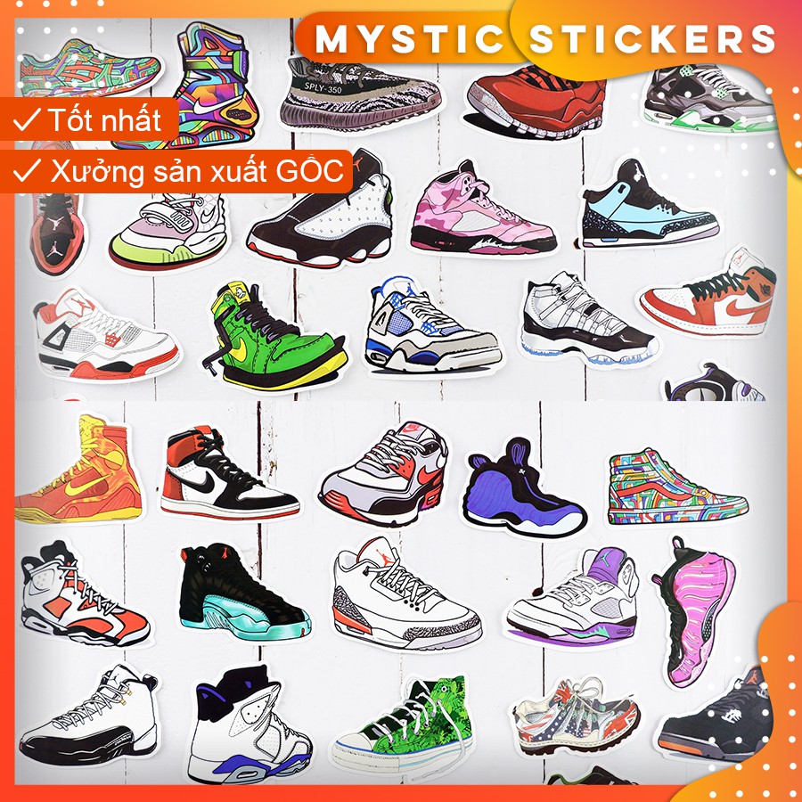 [GIÀY SNEAKER] 100 Sticker chống nước /dán xe laptop mũ bảo hiểm vali...