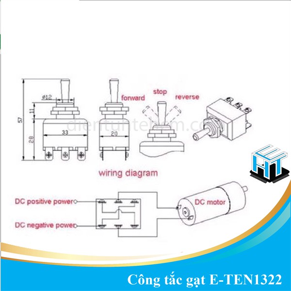 Công tắc gạt E-TEN1322- chịu tải lên đến 15A/ 220V