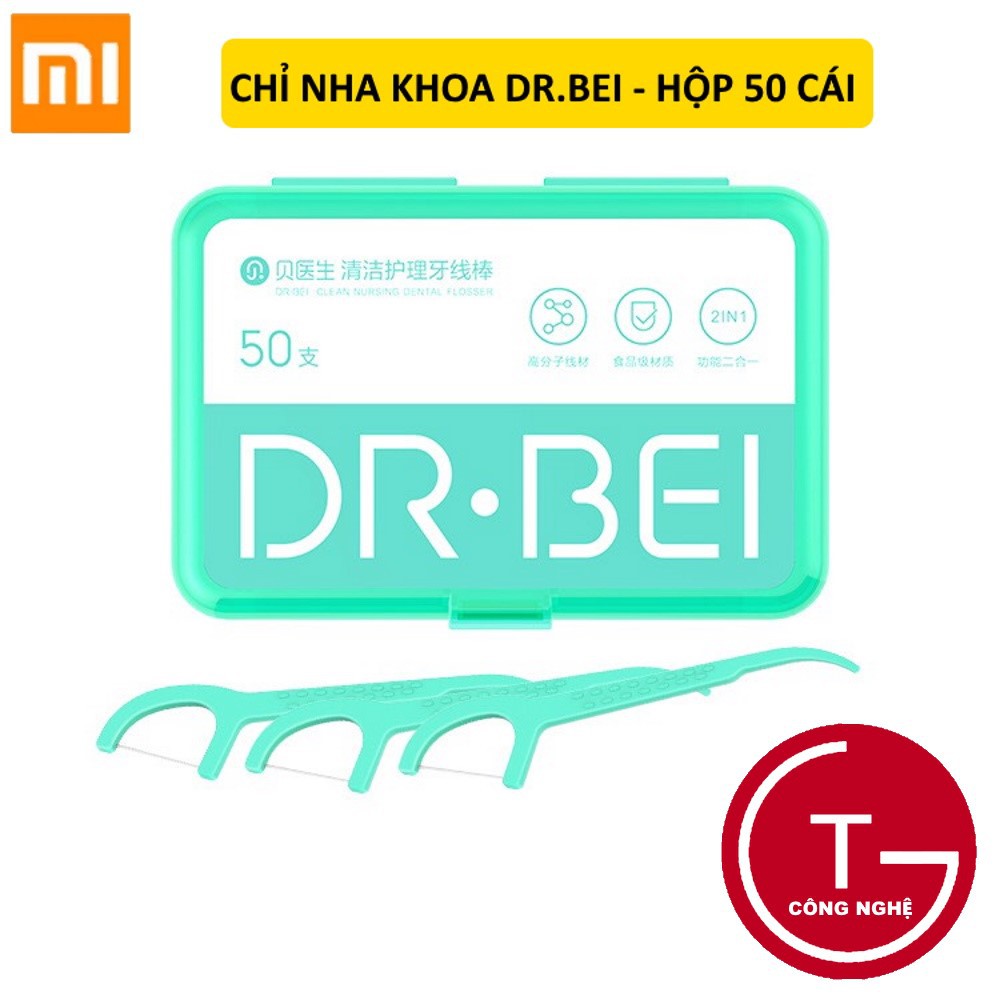 Chỉ tăm nha khoa Xiaomi DR-BEI giúp làm sạch răng miệng - Hộp 50 cái-2 in 1