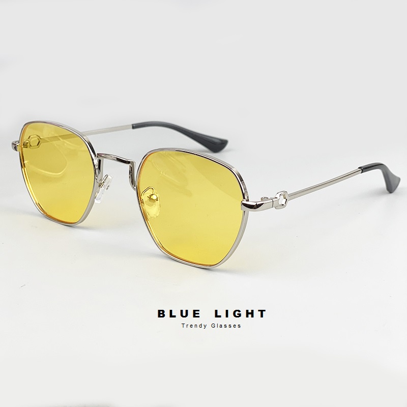 Kính Râm, Kính Mát Nam Nữ, Mắt Vuông Gọng Kim Loại Viền Dày, Mắt Màu Đen, Xanh Dương - BLUE LIGHT