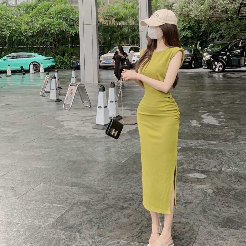 COZOK Đầm Không Tay Xẻ Tà Thời Trang Dành Cho Nữ