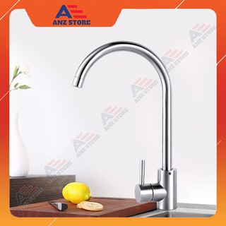 Vòi rửa bát Inox 304 - nóng lạnh - cắm chậu - xoay 360 độ - tặng 2 dây cấp Vias+ VA10