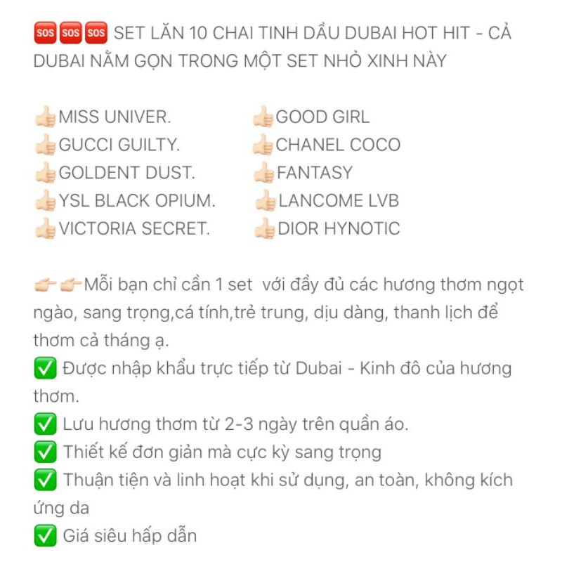 [CHÍNH_HÃNG]❤💥❤Sét lăn tinh dầu dubai 10 mùi cho Nam và Nữ | BigBuy360 - bigbuy360.vn
