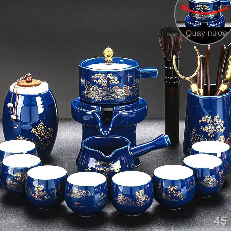 Q> Bộ ấm trà lười gia đình full ấm bán tự động Bộ ấm trà Kung Fu Bộ ấm chén pha trà gốm sứ cao cấp