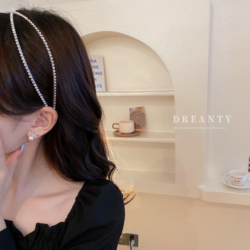 Băng Đô Cài Tóc Bằng Kim Loại Đính Đá Phong Cách Thời Trang Mới