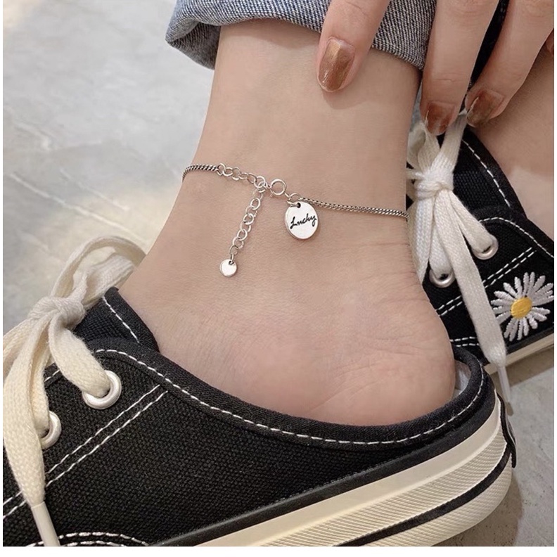 (nhiều mẫu) Lắc chân xinh xắn trơn -đá bạc 30%