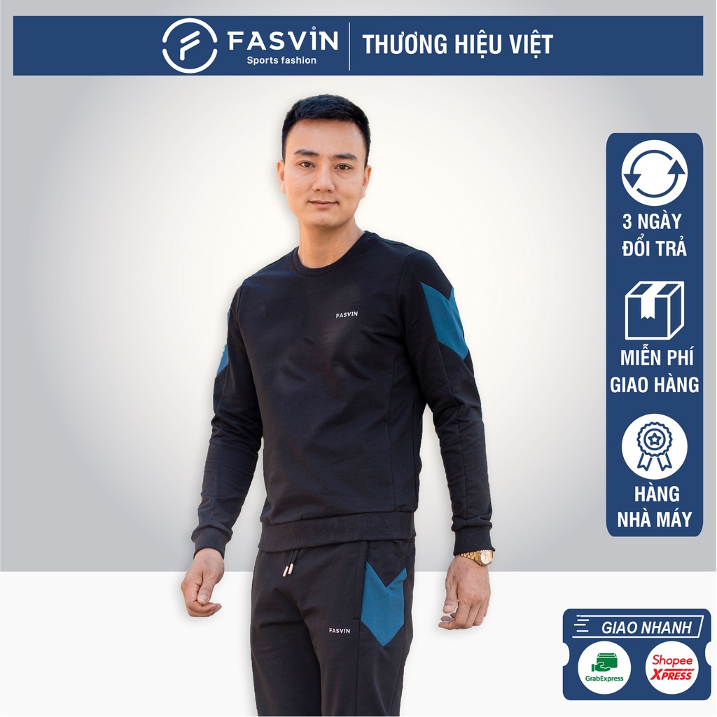 Bộ quần áo thể thao nam Fasvin CT20427.SG chất vải cotton dầy dặn cao cấp.