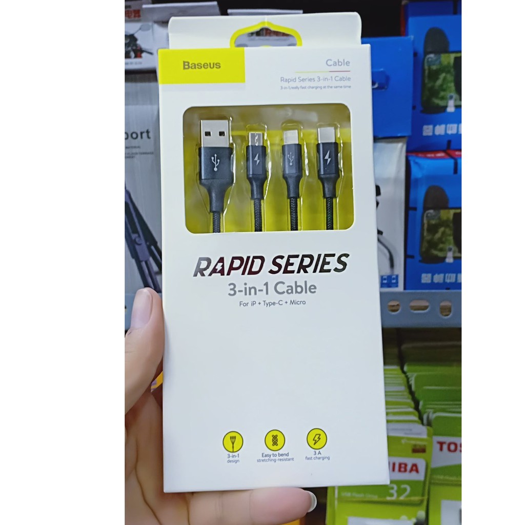 Dây sạc Baseus 3in 1 iphone -Type-c - micro