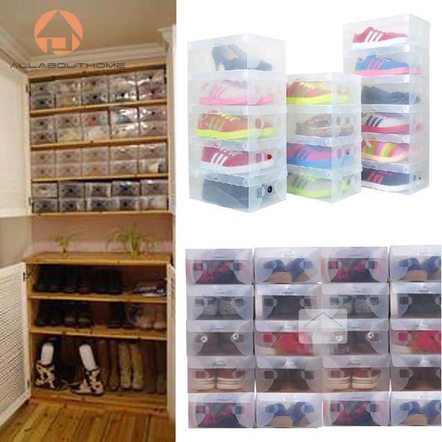 ABH❤10 Hộp nhựa để giày có thể gấp lại được dùng sắp xếp không gian