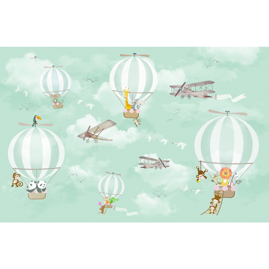 Tranh Dán Tường Trẻ Em 3D Nhiều Chủ Đề BẦU TRỜI, PHI HÀNH GIA KHÁM PHÁ BẦU TRỜI