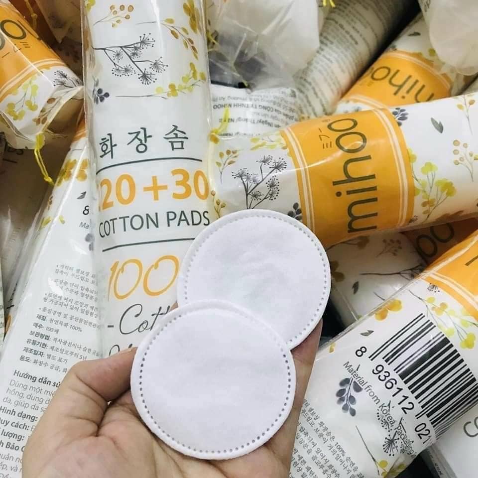 Bông Tẩy Trang Mihoo 120+30 Cotton Pad Chính Hãng